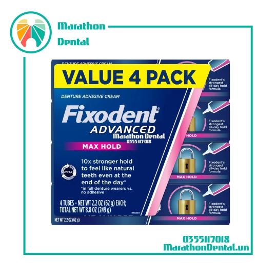 Fixodent Advanced Max Hold Denture Adhesive Cream 62g