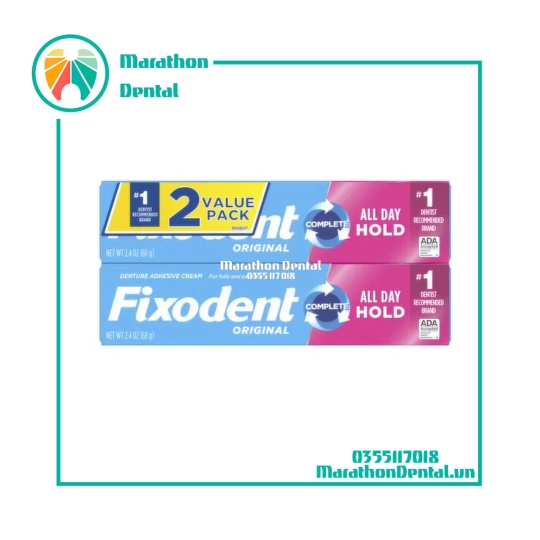 Keo dán hàm răng giả  Fixodent All Day Hold Denture Adhesive Cream Original 68g